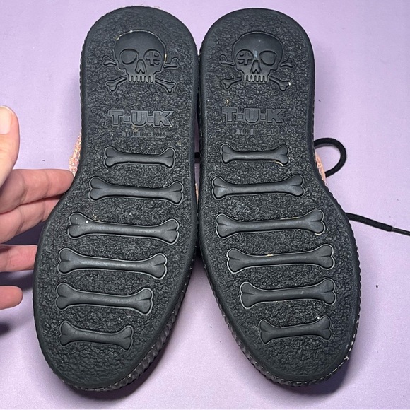 T.U.K Women 5 Limited Edition Peachy Pink Glitter Viva Mondo Creepers Platforms - Picture 7 of 16